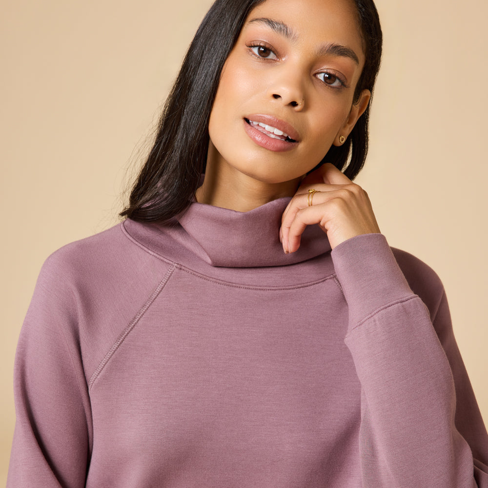 DreamTech Cowl Neck with Pleated Pant Driftwood