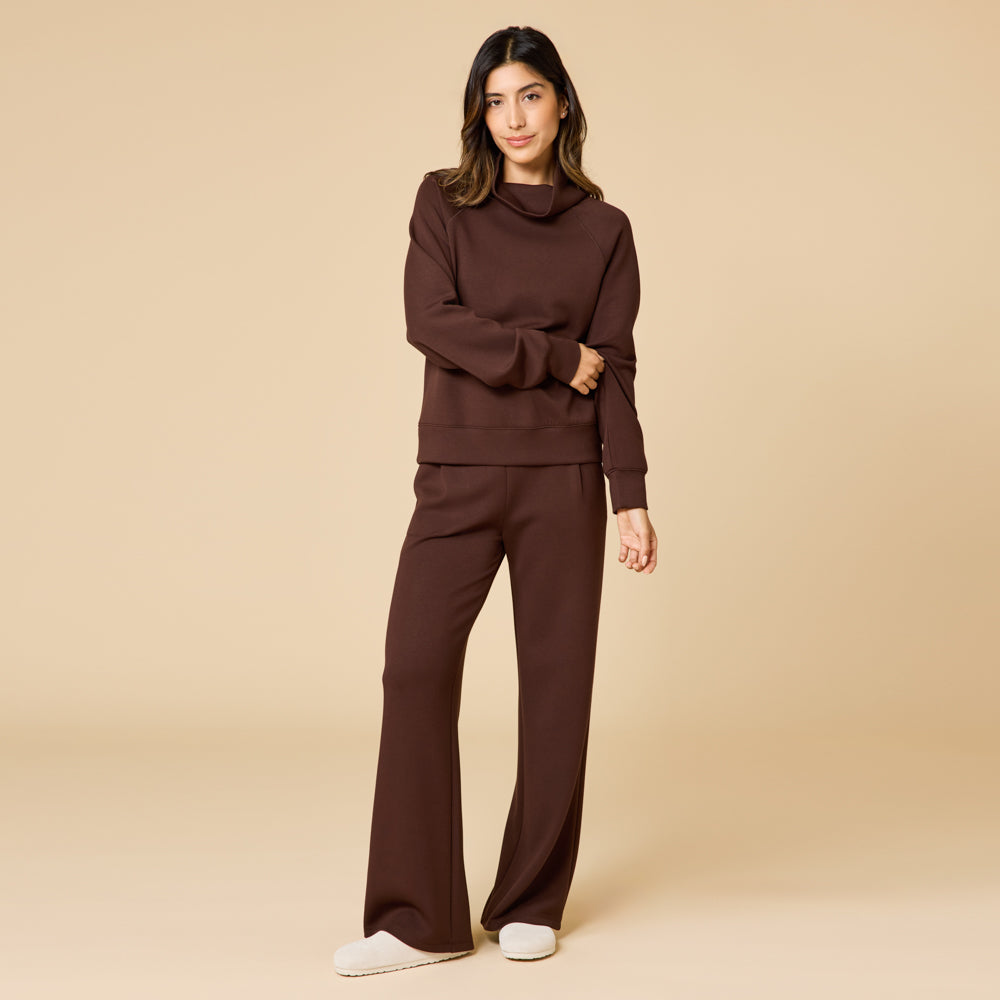 DreamTech Cowl Neck with Pleated Pant Espresso
