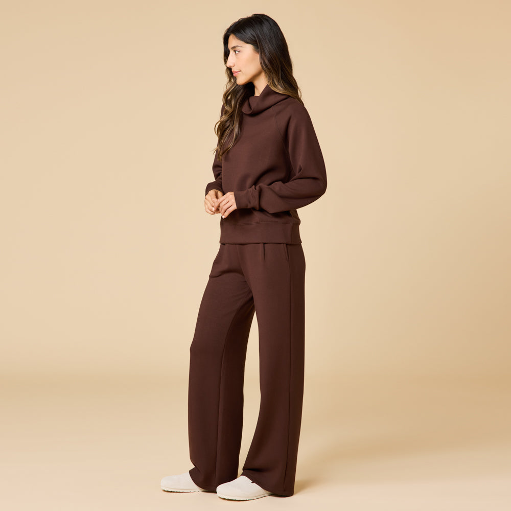 DreamTech Cowl Neck with Pleated Pant Espresso