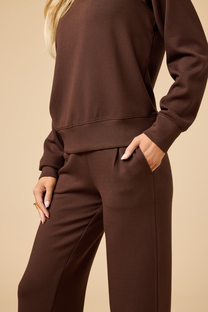 DreamTech Cowl Neck with Pleated Pant DreamTech Cowl Neck with Pleated Pant in Espresso
