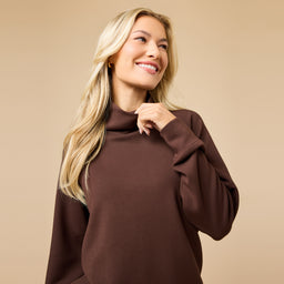 DreamTech Cowl Neck with Pleated Pant DreamTech Cowl Neck with Pleated Pant in Espresso