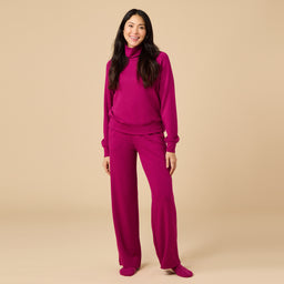 DreamTech Cowl Neck with Pleated Pant DreamTech Cowl Neck with Pleated Pant in Magenta