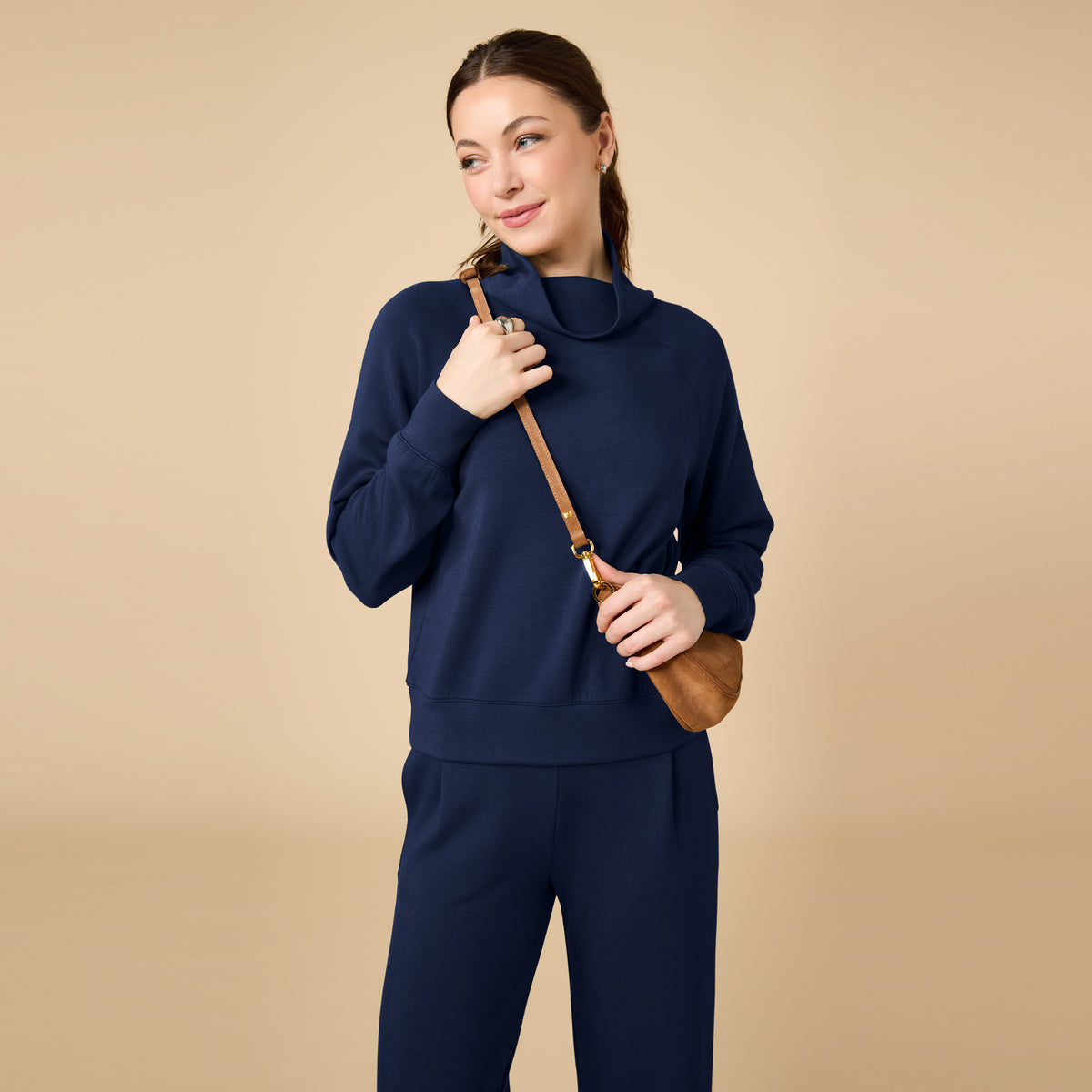 DreamTech Cowl Neck with Pleated Pant DreamTech Cowl Neck with Pleated Pant in Midnight