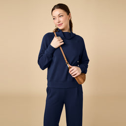 DreamTech Cowl Neck with Pleated Pant DreamTech Cowl Neck with Pleated Pant in Midnight