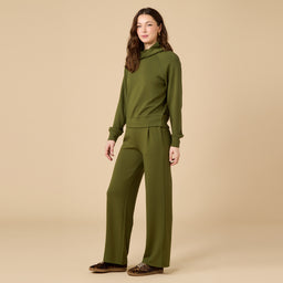 DreamTech Cowl Neck with Pleated Pant DreamTech Cowl Neck with Pleated Pant in Olive