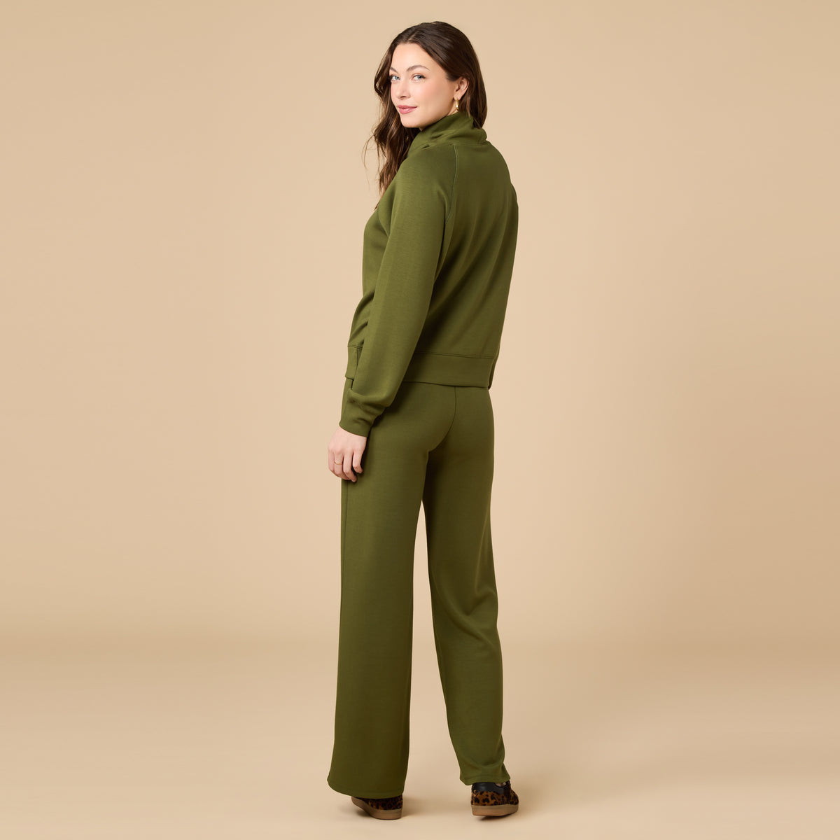 DreamTech Cowl Neck with Pleated Pant DreamTech Cowl Neck with Pleated Pant in Olive