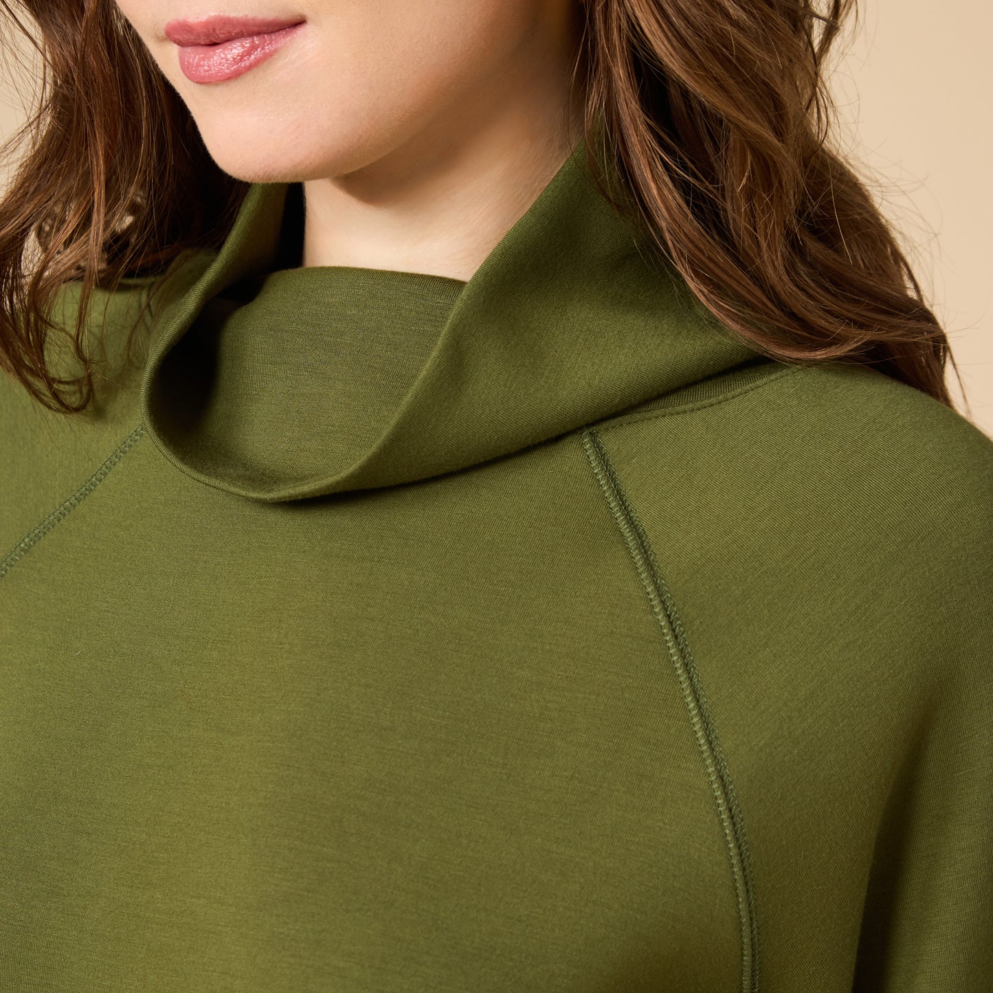 DreamTech Cowl Neck with Pleated Pant in Olive
