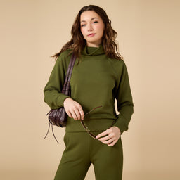 DreamTech Cowl Neck with Pleated Pant DreamTech Cowl Neck with Pleated Pant in Olive