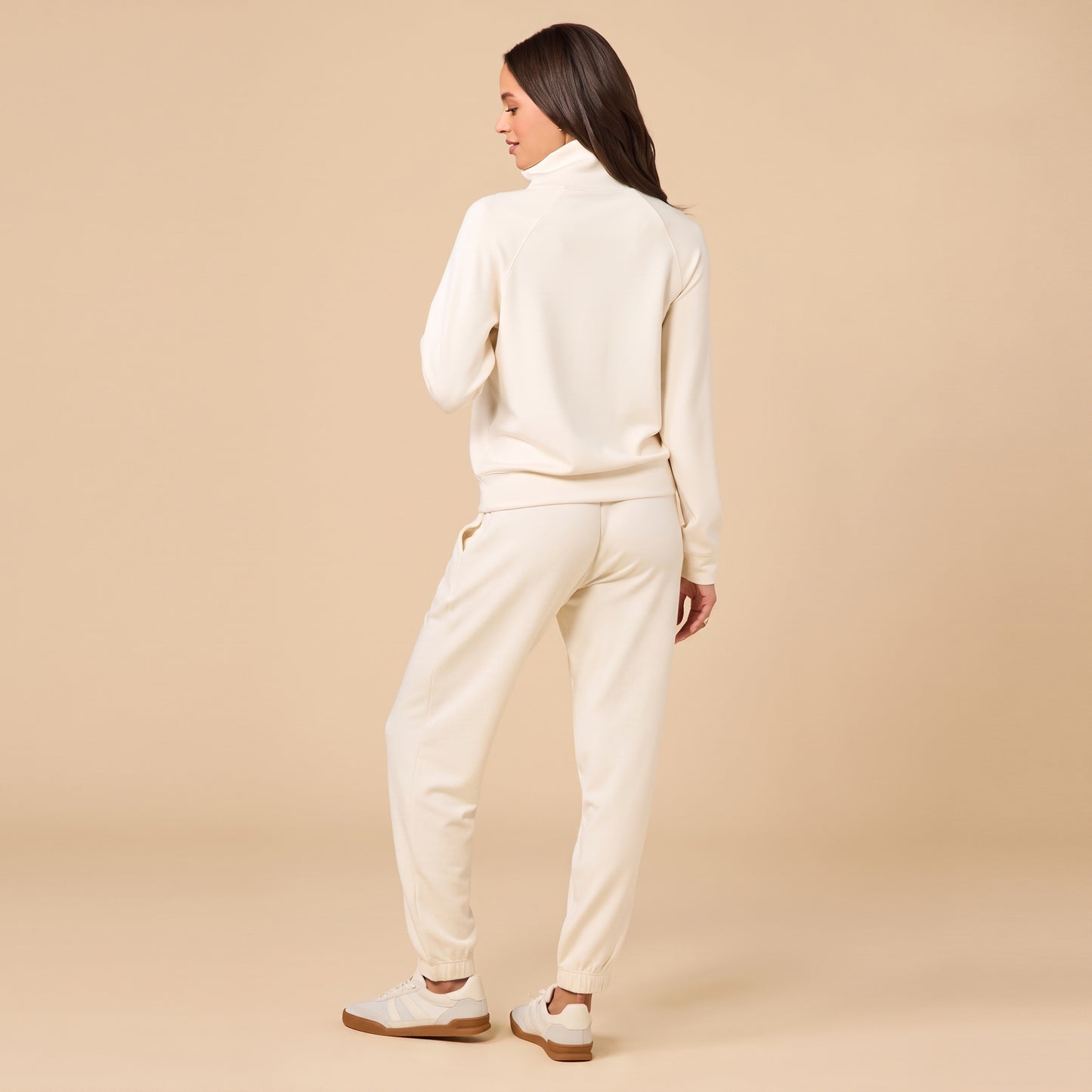 DreamTech Zip Mock Neck with Ankle Pant in Almond