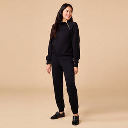 DreamTech Zip Mock Neck with Ankle Pant DreamTech Zip Mock Neck with Ankle Pant in Black