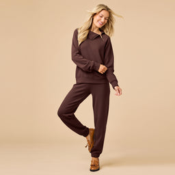DreamTech Zip Mock Neck with Ankle Pant DreamTech Zip Mock Neck with Ankle Pant in Espresso