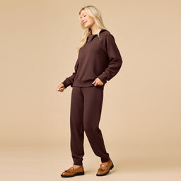 DreamTech Zip Mock Neck with Ankle Pant DreamTech Zip Mock Neck with Ankle Pant in Espresso