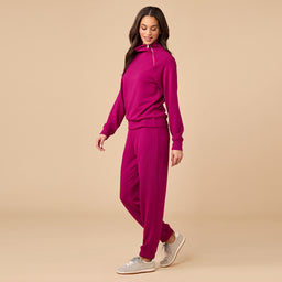 DreamTech Zip Mock Neck with Ankle Pant DreamTech Zip Mock Neck with Ankle Pant in Magenta