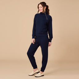 DreamTech Zip Mock Neck with Ankle Pant DreamTech Zip Mock Neck with Ankle Pant in Midnight