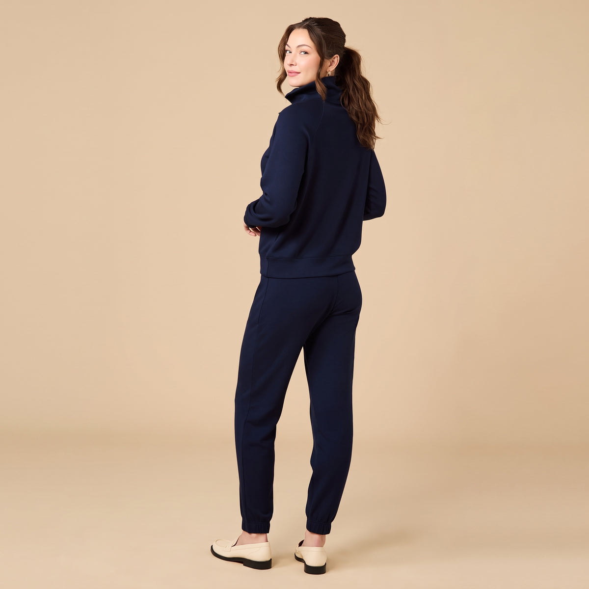 DreamTech Zip Mock Neck with Ankle Pant DreamTech Zip Mock Neck with Ankle Pant in Midnight