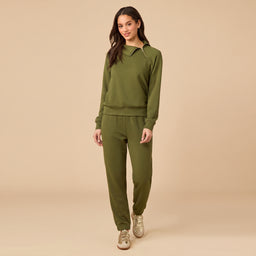 DreamTech Zip Mock Neck with Ankle Pant DreamTech Zip Mock Neck with Ankle Pant in Olive