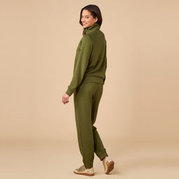 DreamTech Zip Mock Neck with Ankle Pant DreamTech Zip Mock Neck with Ankle Pant in Olive