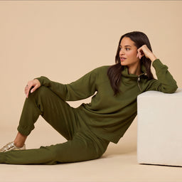 DreamTech Zip Mock Neck with Ankle Pant DreamTech Zip Mock Neck with Ankle Pant in Olive