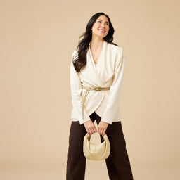 DreamTech Exaggerated Collar Cardigan DreamTech Exaggerated Collar Cardigan in Almond