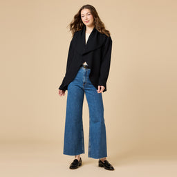 DreamTech Exaggerated Collar Cardigan DreamTech Exaggerated Collar Cardigan in Black