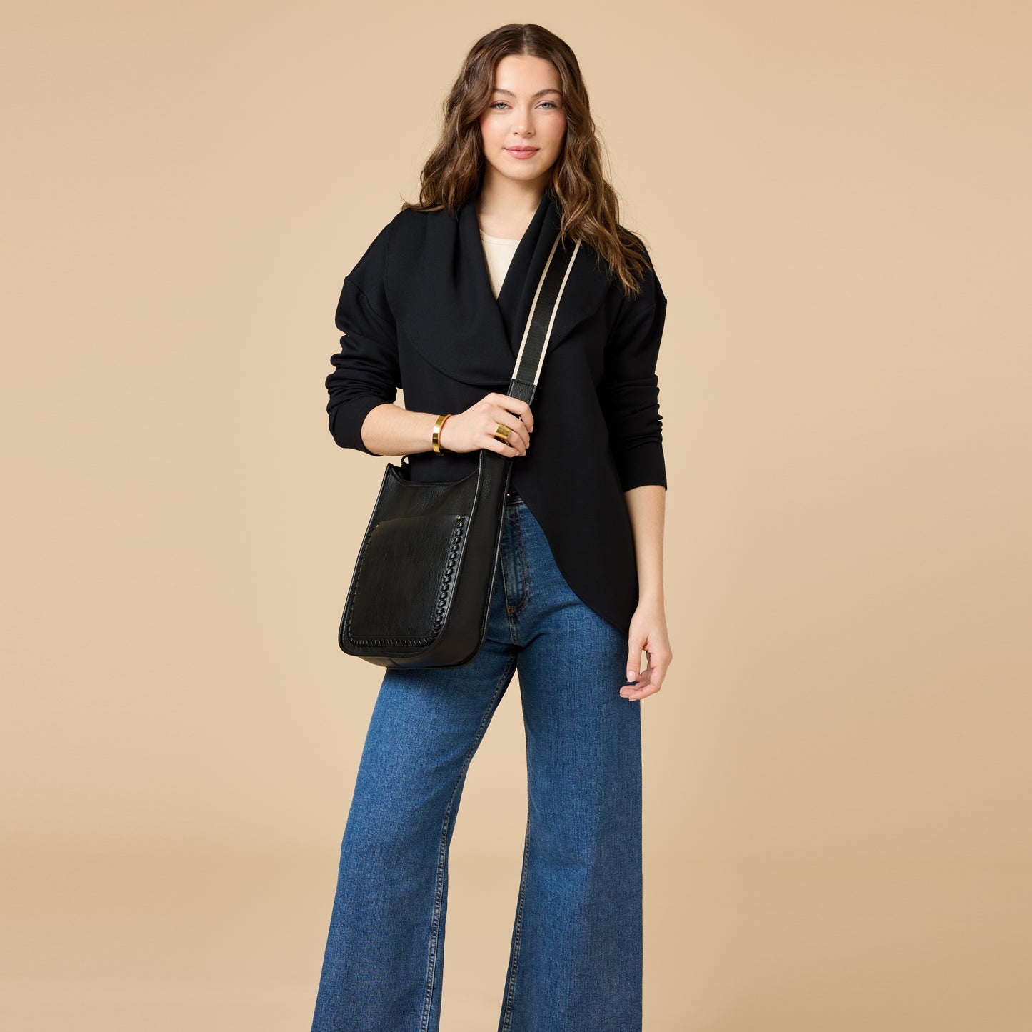 DreamTech Exaggerated Collar Cardigan in Black