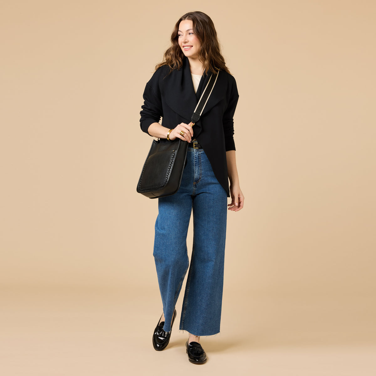 DreamTech Exaggerated Collar Cardigan DreamTech Exaggerated Collar Cardigan in Black