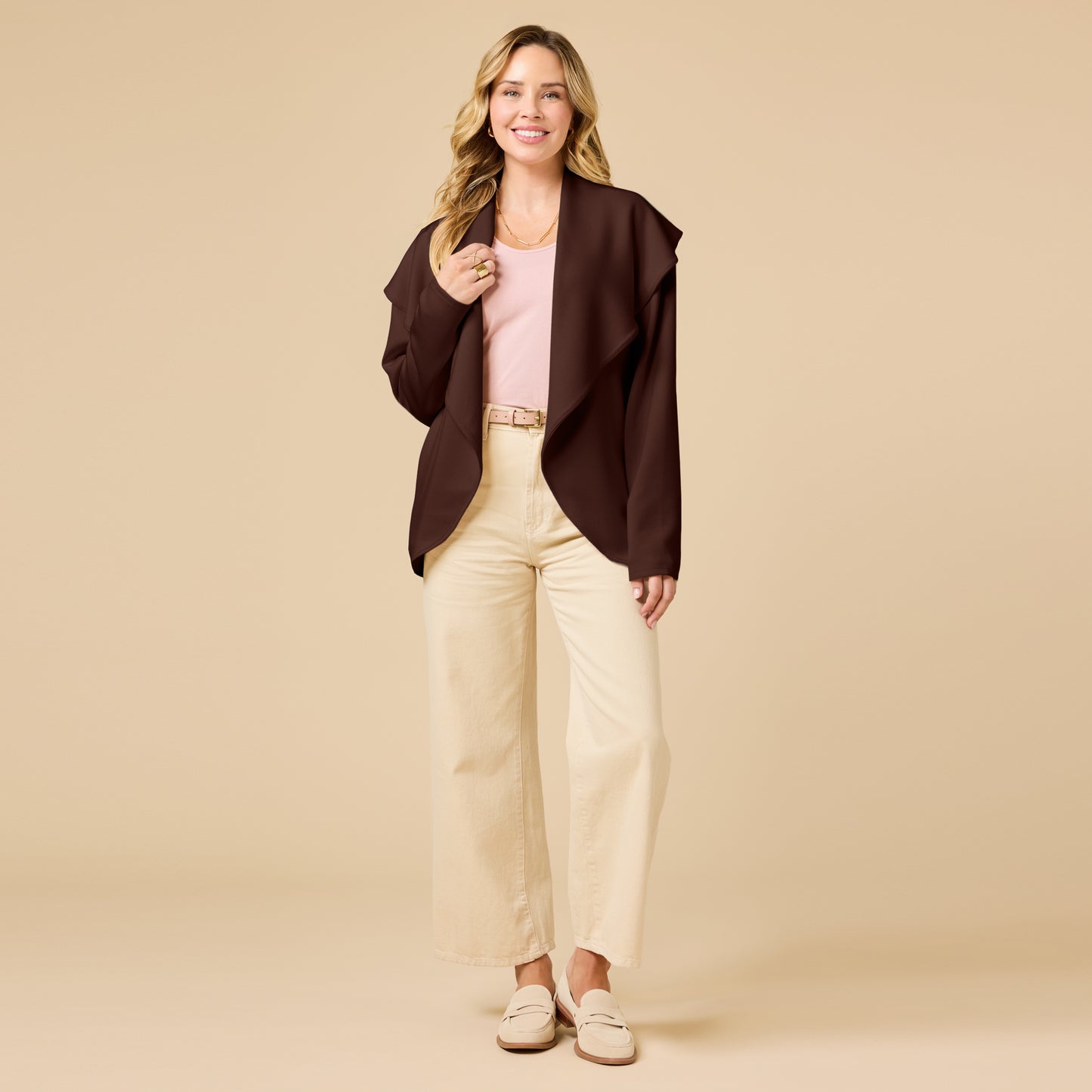 DreamTech Exaggerated Collar Cardigan in Espresso