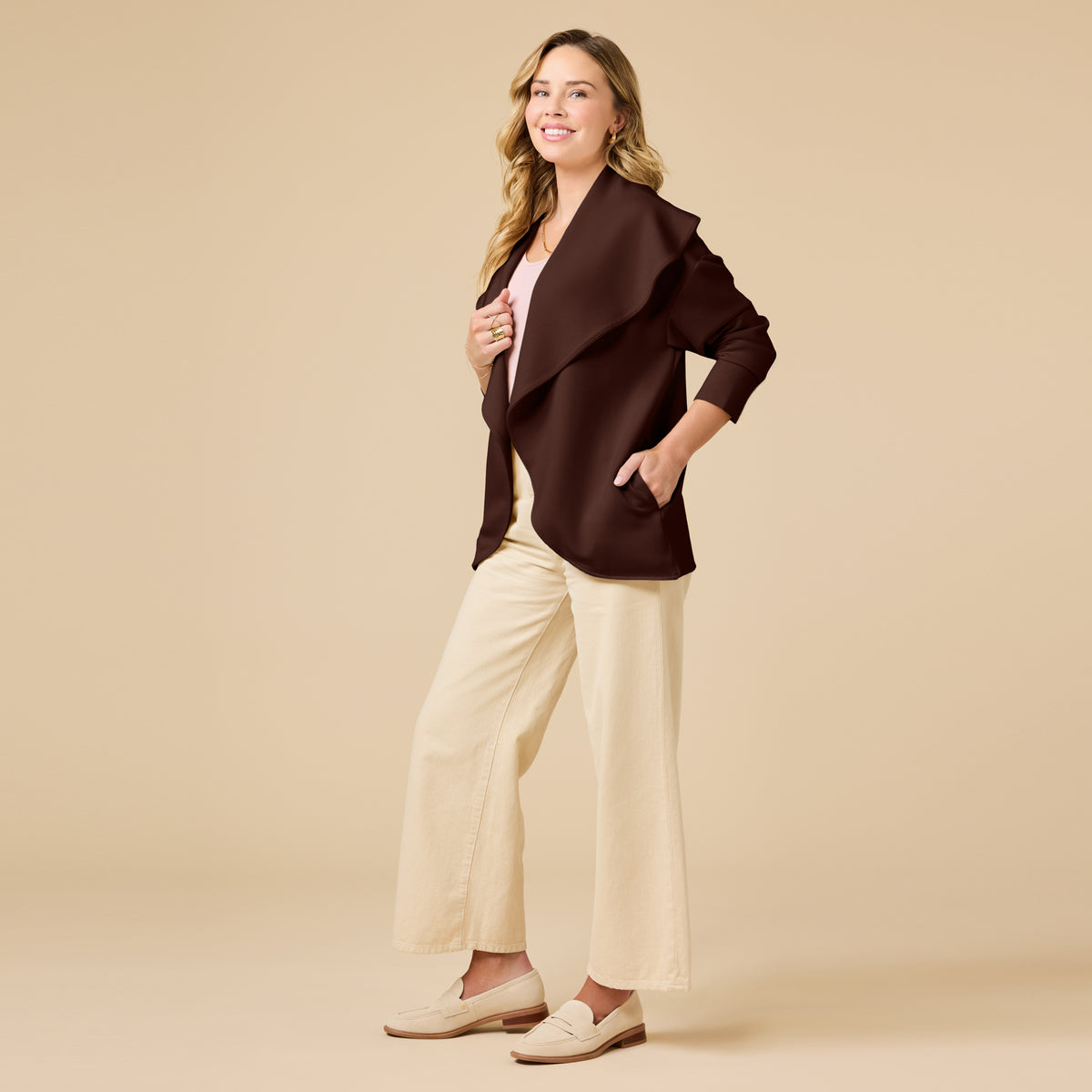 DreamTech Exaggerated Collar Cardigan DreamTech Exaggerated Collar Cardigan in Espresso