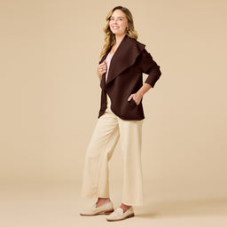 DreamTech Exaggerated Collar Cardigan DreamTech Exaggerated Collar Cardigan in Espresso