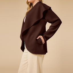 DreamTech Exaggerated Collar Cardigan DreamTech Exaggerated Collar Cardigan in Espresso