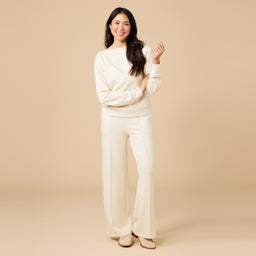 DreamTech Boat Neck with Pintuck Pant Set DreamTech Boat Neck with Pintuck Pant Set in Almond