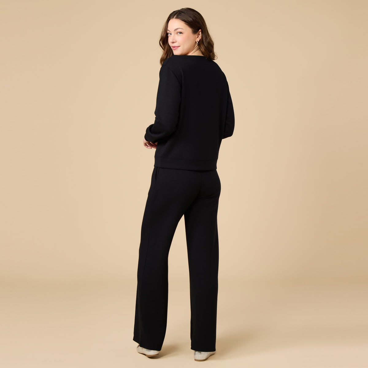 DreamTech Boat Neck with Pintuck Pant Set DreamTech Boat Neck with Pintuck Pant Set in Black