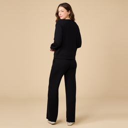 DreamTech Boat Neck with Pintuck Pant Set DreamTech Boat Neck with Pintuck Pant Set in Black