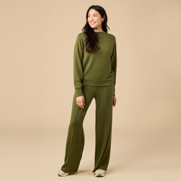 DreamTech Boat Neck with Pintuck Pant Set DreamTech Boat Neck with Pintuck Pant Set in Olive