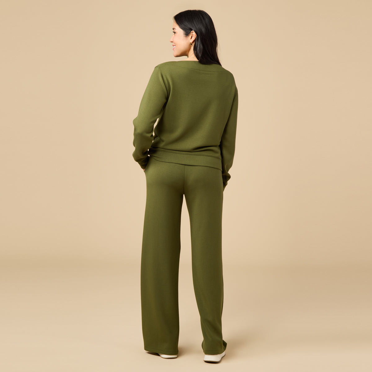 DreamTech Boat Neck with Pintuck Pant Set DreamTech Boat Neck with Pintuck Pant Set in Olive