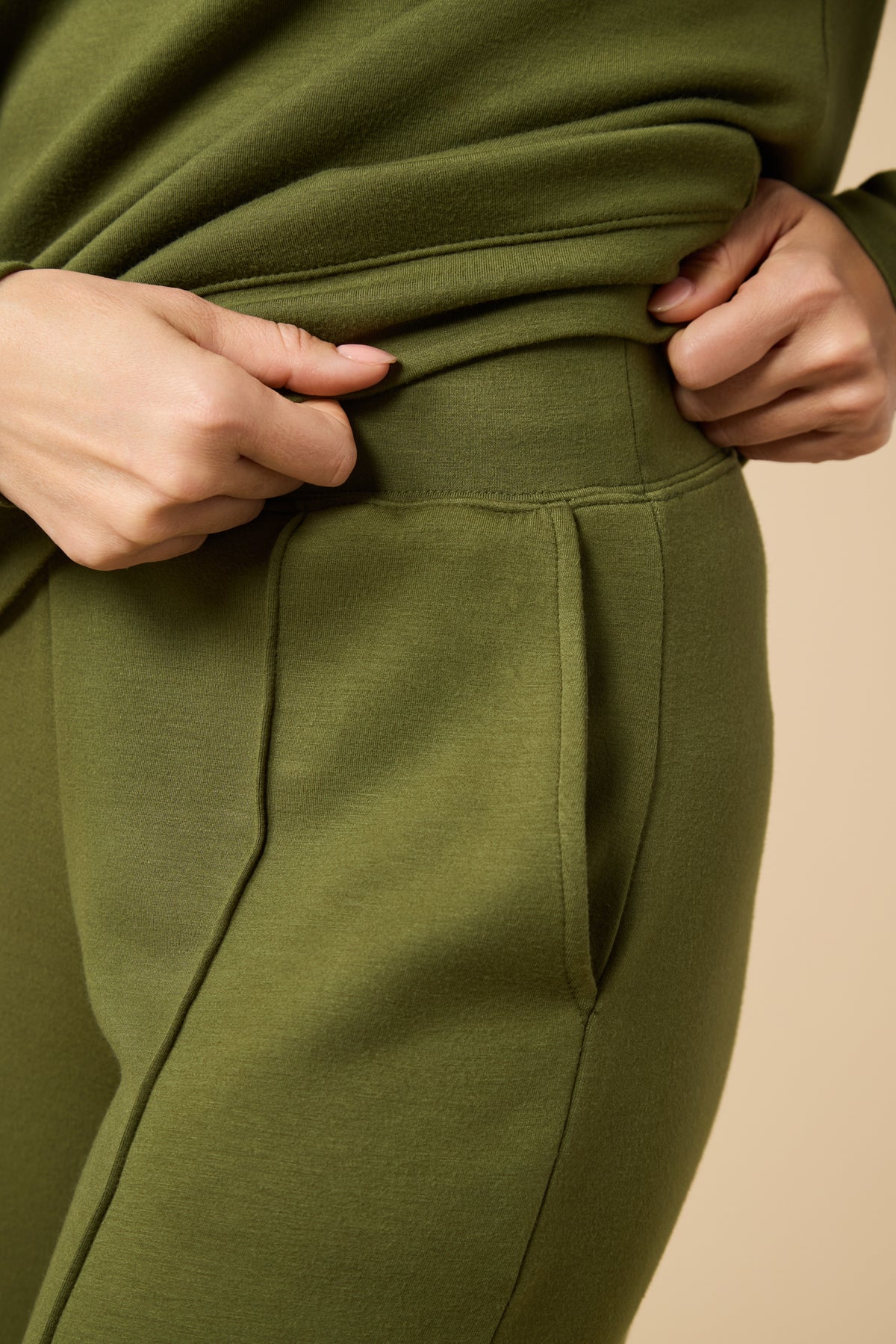 DreamTech Boat Neck with Pintuck Pant Set DreamTech Boat Neck with Pintuck Pant Set in Olive