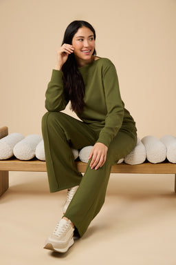 DreamTech Boat Neck with Pintuck Pant Set DreamTech Boat Neck with Pintuck Pant Set in Olive