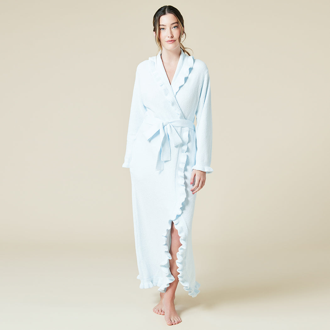 Ruffle Chenille Robe Light Blue