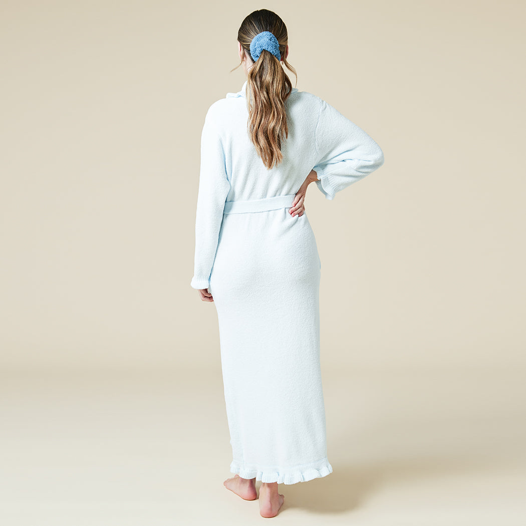 Ruffle Chenille Robe Light Blue