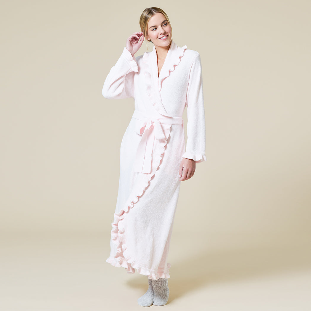 Ruffle Chenille Robe Light Pink