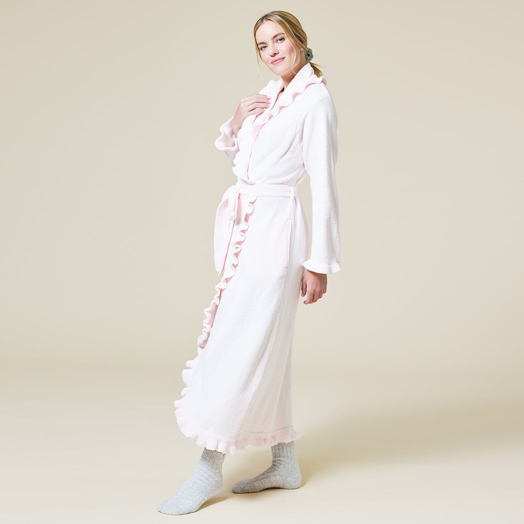 Ruffle Chenille Robe Light Pink