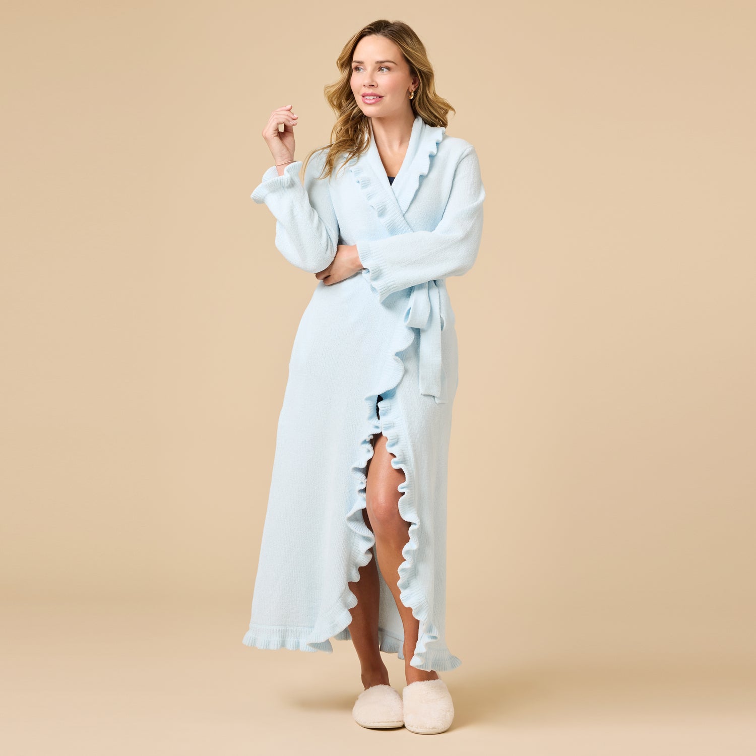Ruffle Chenille Robe Ruffle Chenille Robe in Light Blue