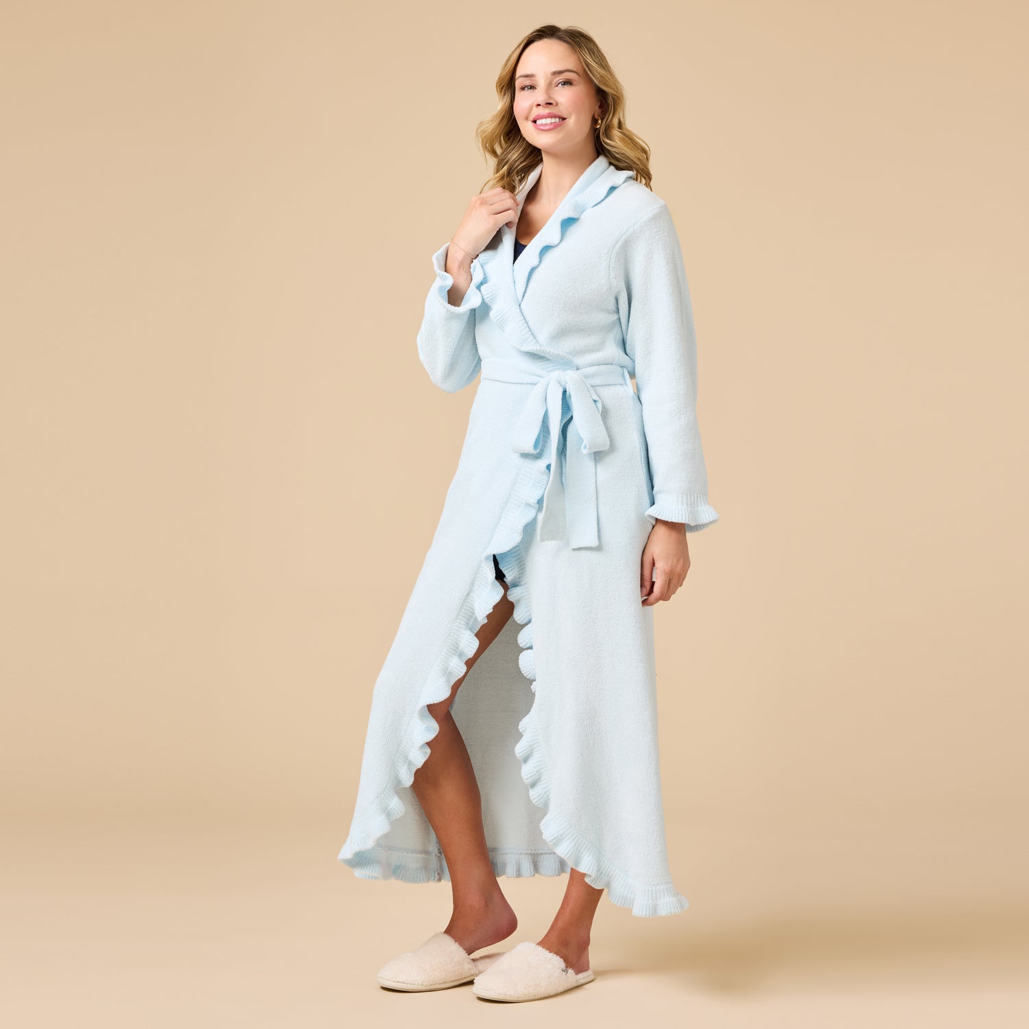Ruffle Chenille Robe Ruffle Chenille Robe in Light Blue