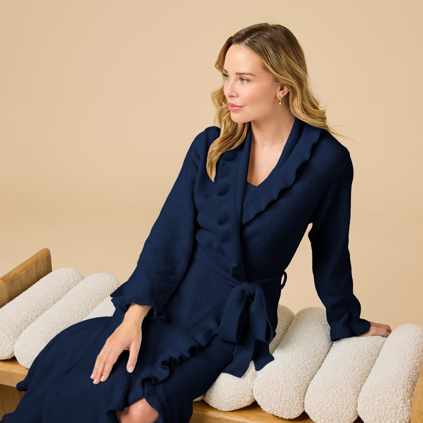 Ruffle Chenille Robe in Midnight