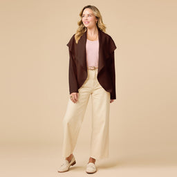 DreamTech Exaggerated Collar Cardigan DreamTech Exaggerated Collar Cardigan in Espresso