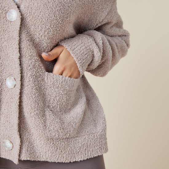 Softies Solid Marshmellow Crop Cardigan in Coco