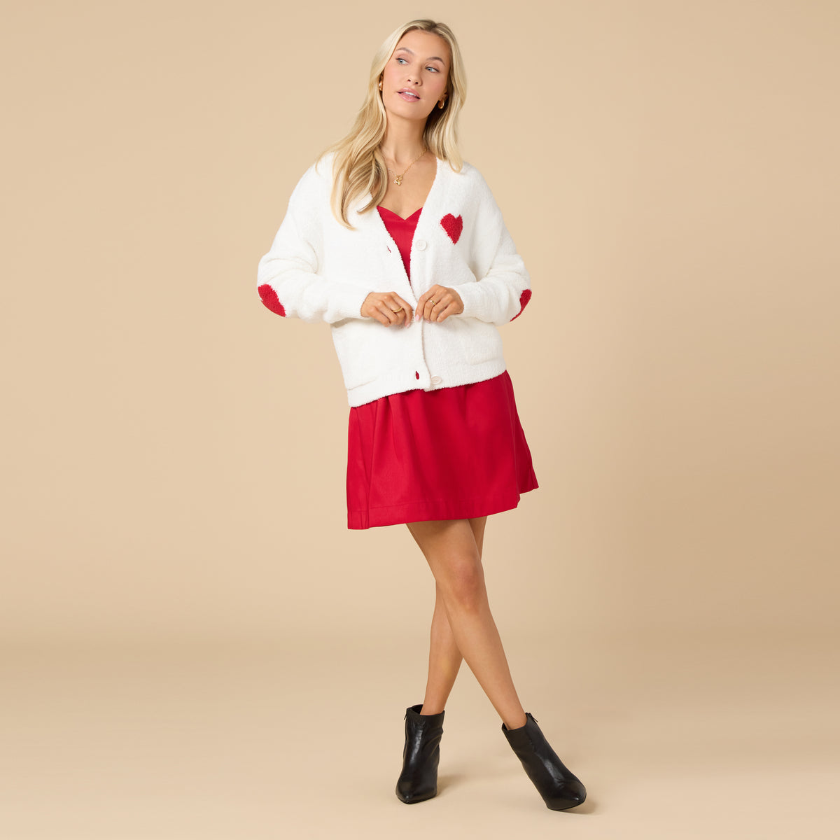 Marshmallow Heart Crop Cardigan Marshmallow Heart Crop Cardigan in White