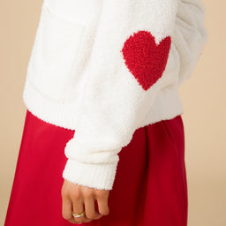 Marshmallow Heart Crop Cardigan Marshmallow Heart Crop Cardigan in White