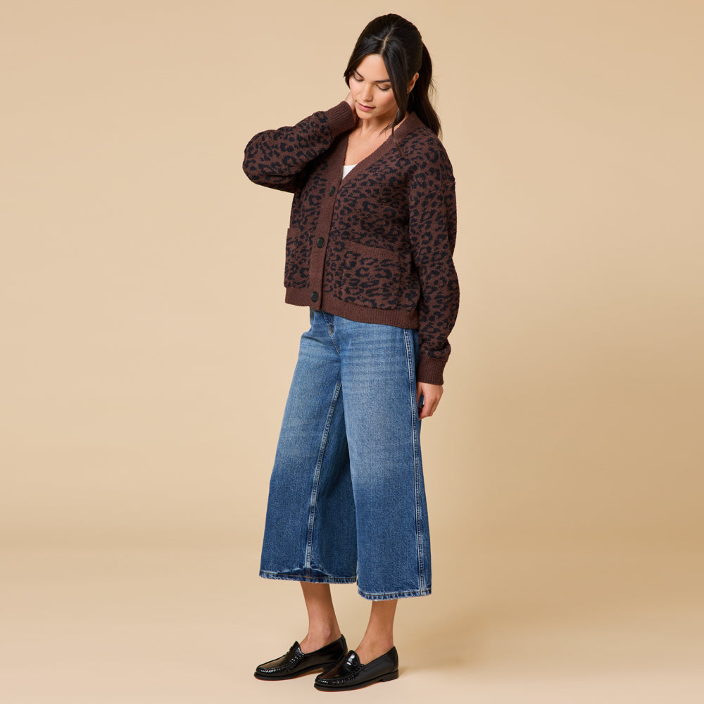 Marshmallow Crop Cardigan Wild Espresso