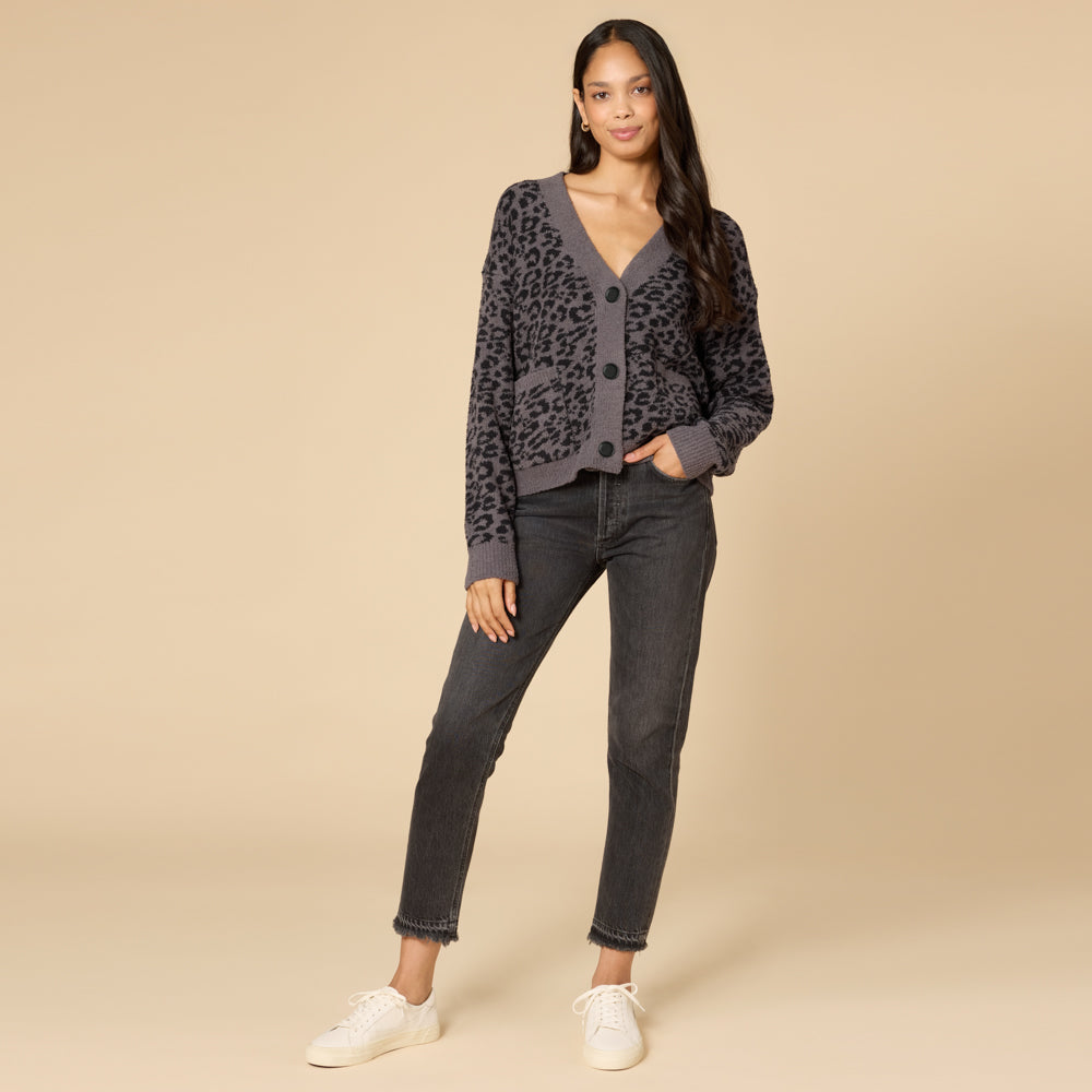 Marshmallow Crop Cardigan Wild Grey